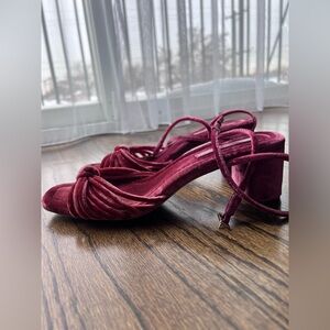 Loeffler Randall Velvet Heels in Deep Pink